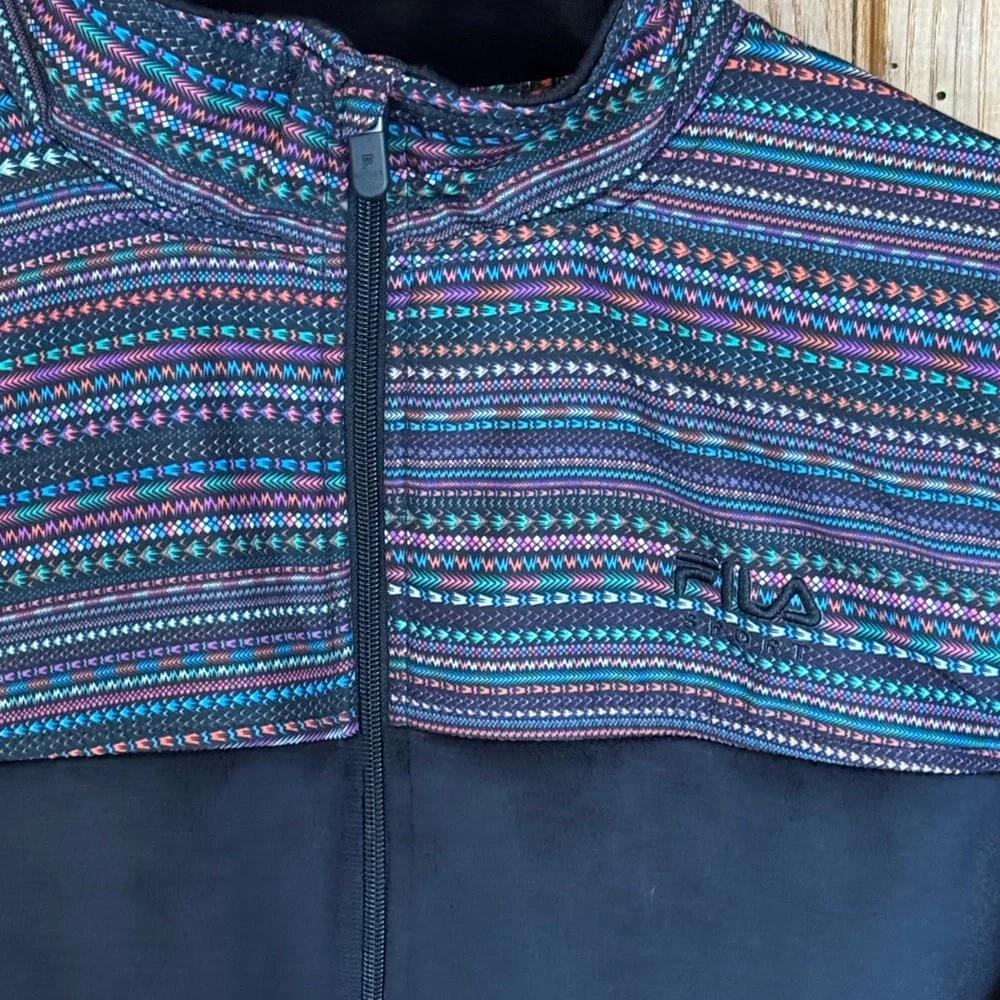 Fila Sport Black Fleece Jacket w/ Aztec Shoulder Panel – L - Picture 4 of 10
